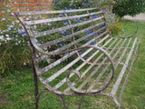 Antique Victorian Wrought Iron Rustic Garden Bench 4 Seater - erfmann-vintage