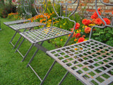 Vintage Wrought Iron Folding Garden Chairs with Tear Drop Shape Four in Set - erfmann-vintage