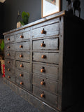 Antique Pine Apothecary/Haberdashery Unit Sideboard Storage Distressed Grey - erfmann-vintage