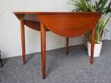 Mid Century Round Teak Drop-Leaf Table with Afromosia Wood Legs - erfmann-vintage