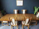 Mid Century Ercol Golden Dawn Extending Dining Table & Six Chairs Elm