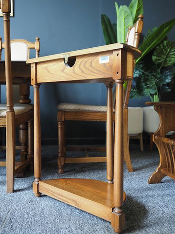 Mid Century Ercol Golden Dawn Half Moon Hallway Side Table Solid