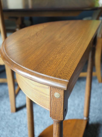 Mid Century Ercol Golden Dawn Half Moon Hallway Side Table Solid