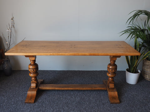 20th Century Reproduction Rare Solid Oak and Ash Serving or Refectory Table