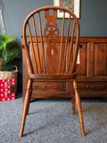 Antique 19th Century Elm & Fruitwood Wheel-back Country Elbow Chair - erfmann-vintage