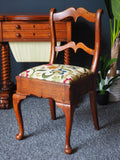 Antique 19th Century Oak Side Chair with Tapestry Upholstered Seat - erfmann-vintage