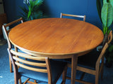 Mid Century Extending Teak Dining Table & Four Chairs A&FH Furniture - erfmann-vintage