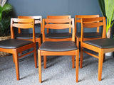 Mid Century Danish Dining Chairs x 6 Teak & New Padded Vinly 