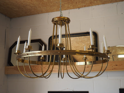 Early 20th Century Gilded Brass Chandelier Lighting - erfmann-vintage