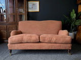 Victorian Style Laura Ashley Style Low Elegant Two Seater Sofa on brass Castors 