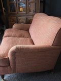 Victorian Style Laura Ashley Style Low Elegant Two Seater Sofa on brass Castors 