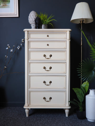 Laura Ashley Tall Chest of Drawers Clifton Range in Cream/Ivory