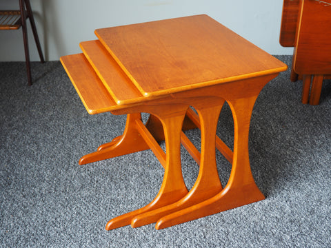 Mid Century G Plan Teak Nested Tables with Sculptural & Ergonomic Legs - erfmann-vintage