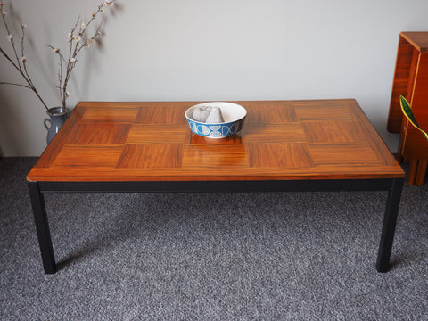 Mid Century Norwegian Rosewood Coffee Table with Tile Effect Top - erfmann-vintage