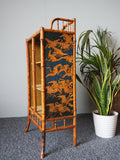 Victorian Oriental Bamboo Bookcase / Display Shelf Intricate Paper Pattern - erfmann-vintage