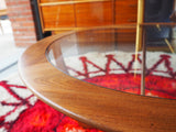 Danish Mid Century Teak Circular Coffee Table with Glass Top - erfmann-vintage