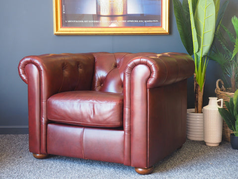 Traditional Oxblood Chesterfield Style Armchair Lounge Chair