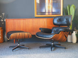 Mid Century Vintage Eames Style Leather Lounger & Ottoman 