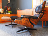 Mid Century Vintage Eames Style Leather Lounger & Ottoman 