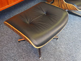 Mid Century Vintage Eames Style Leather Lounger & Ottoman
