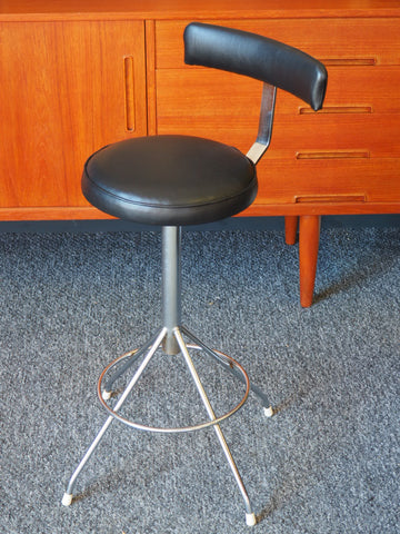 Industrial Chic Machinists Factory Stool Restored Padded Black Vinyl 