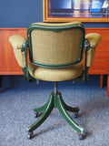 Mid Century Vintage 1950s Tan Sad Office Swivel Chair Re-upholstered