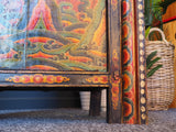 Antique 18th Century Tibetan Polychromatic Cupboard Cabinet