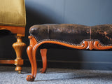 Antique Victorian Style Dark Brown Leather Stool or Coffee Table