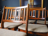 Mid Century Danish Dining Chairs Set of Six Beige Seats Rosewood Frames