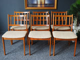 Mid Century Danish Dining Chairs Set of Six Beige Seats Rosewood Frames