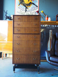Mid Century E Gomme for G Plan Tall Chest of Seven Drawers - erfmann-vintage
