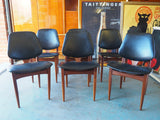 Mid Century Stunning G Plan Dining Table & Six Chairs in Teak with Black Vinyl - erfmann-vintage