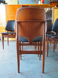 Mid Century Stunning G Plan Dining Table & Six Chairs in Teak with Black Vinyl - erfmann-vintage