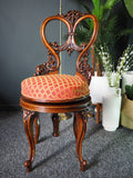Antique Victorian Walnut Revolving Music Stool with Rising Spindle