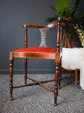 Antique Edwardian Inlaid Mahogany Corner Chair