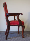Victorian Oak & Red leather Armchairs/ Occasional Chairs - erfmann-vintage