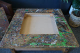 Handmade Large Square Coffee Table Hidden Compartment Paint Splattered