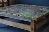 Handmade Large Square Coffee Table Hidden Compartment Paint Splattered