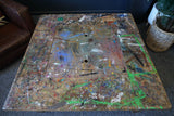 Handmade Large Square Coffee Table Hidden Compartment Paint Splattered