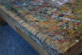 Handmade Large Square Coffee Table Hidden Compartment Paint Splattered