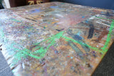 Handmade Large Square Coffee Table Hidden Compartment Paint Splattered