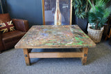 Handmade Large Square Coffee Table Hidden Compartment Paint Splattered