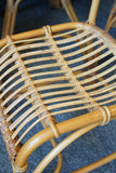 Mid Century Bamboo / Wicker Dining Table & 6 'Peacock' Style Chairs Conservatory Garden 1970s