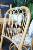 Mid Century Bamboo / Wicker Dining Table & 6 'Peacock' Style Chairs Conservatory Garden 1970s