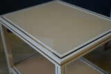 Mid Century Pierre Vandel Cream Aluminium Two-Tier Side Table 1970s