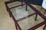 Mid Century Pierre Vandel Burgundy Glass Coffee Table with Nested Table