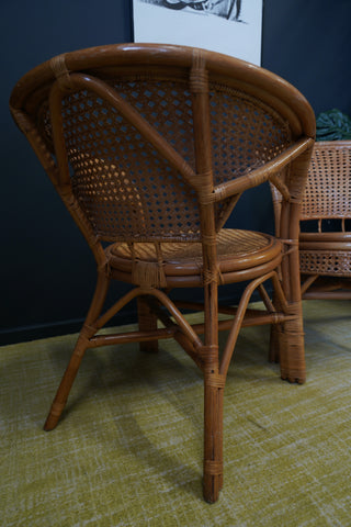 Mid Century Wicker Rattan Bamboo 1960s Barrel Chairs Erfmann