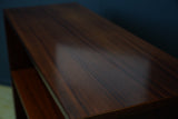 Mid Century Danish Rosewood Veneer Low Profile Bookcase on Casters