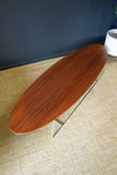 Mid Century Large Oval 'Surfboard' Coffee Table on Metal Frame Saporiti Style 1950s