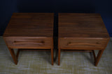 Mid Century Scandinavian Norwegian Danish Rosewood Pair Bedside Side Tables
